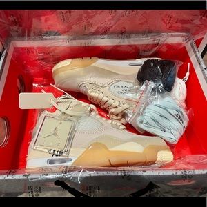 air jordan 4 off-white sail, women size 6 youth size 4.5, brand new